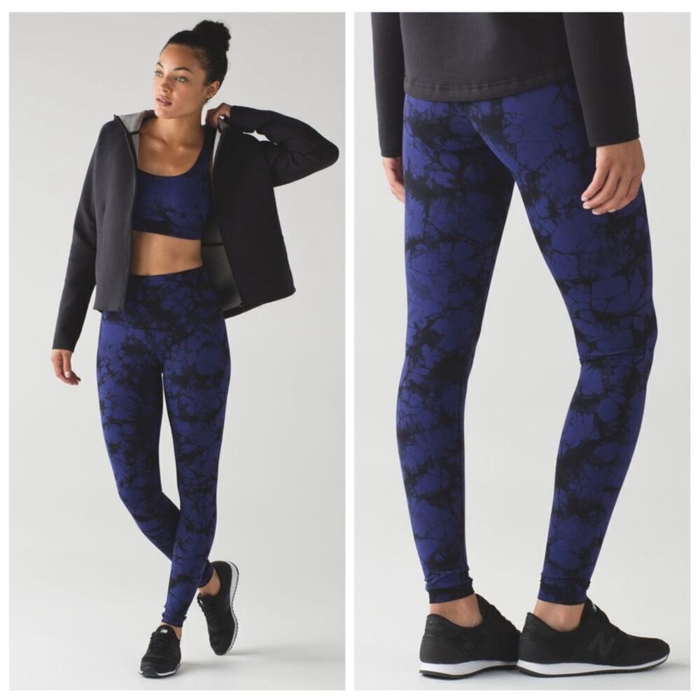 Lululemon Wunder Under Pant Hi-Rise Shibori Blue Black Size 6 W5AE6S *EUC